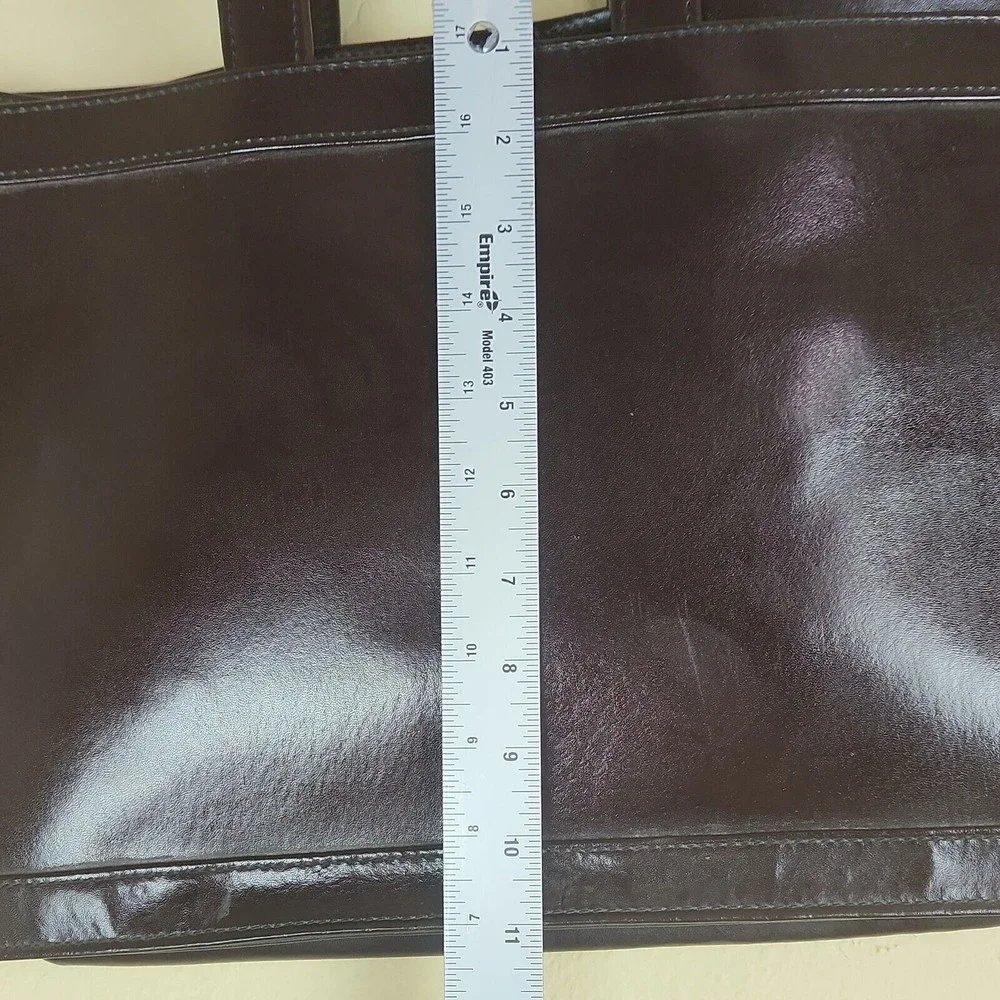 Vintage HIT Briefcase retractable with extra 4 pockets genuine leather brown‎